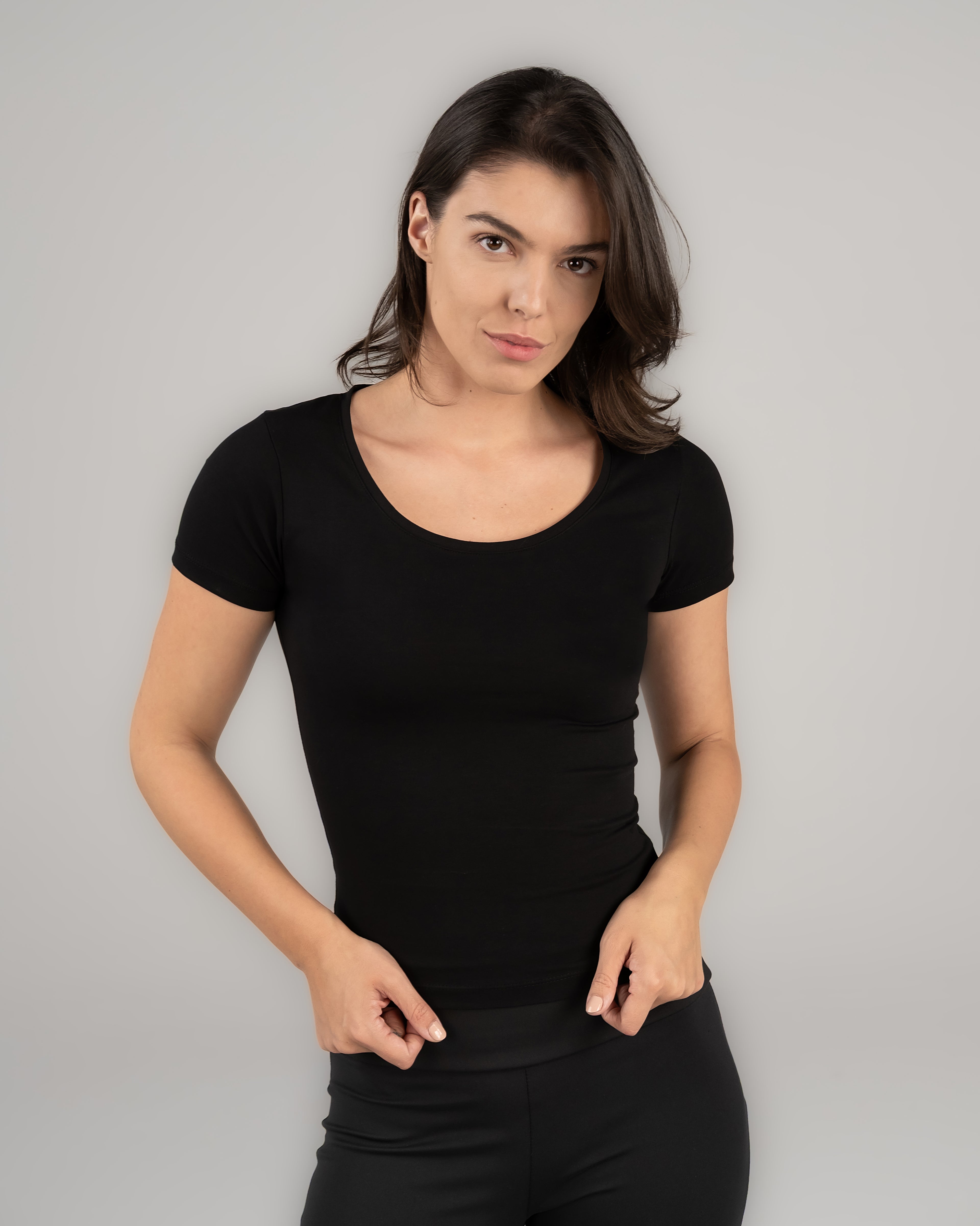 U-Shaped Short Sleeve Top