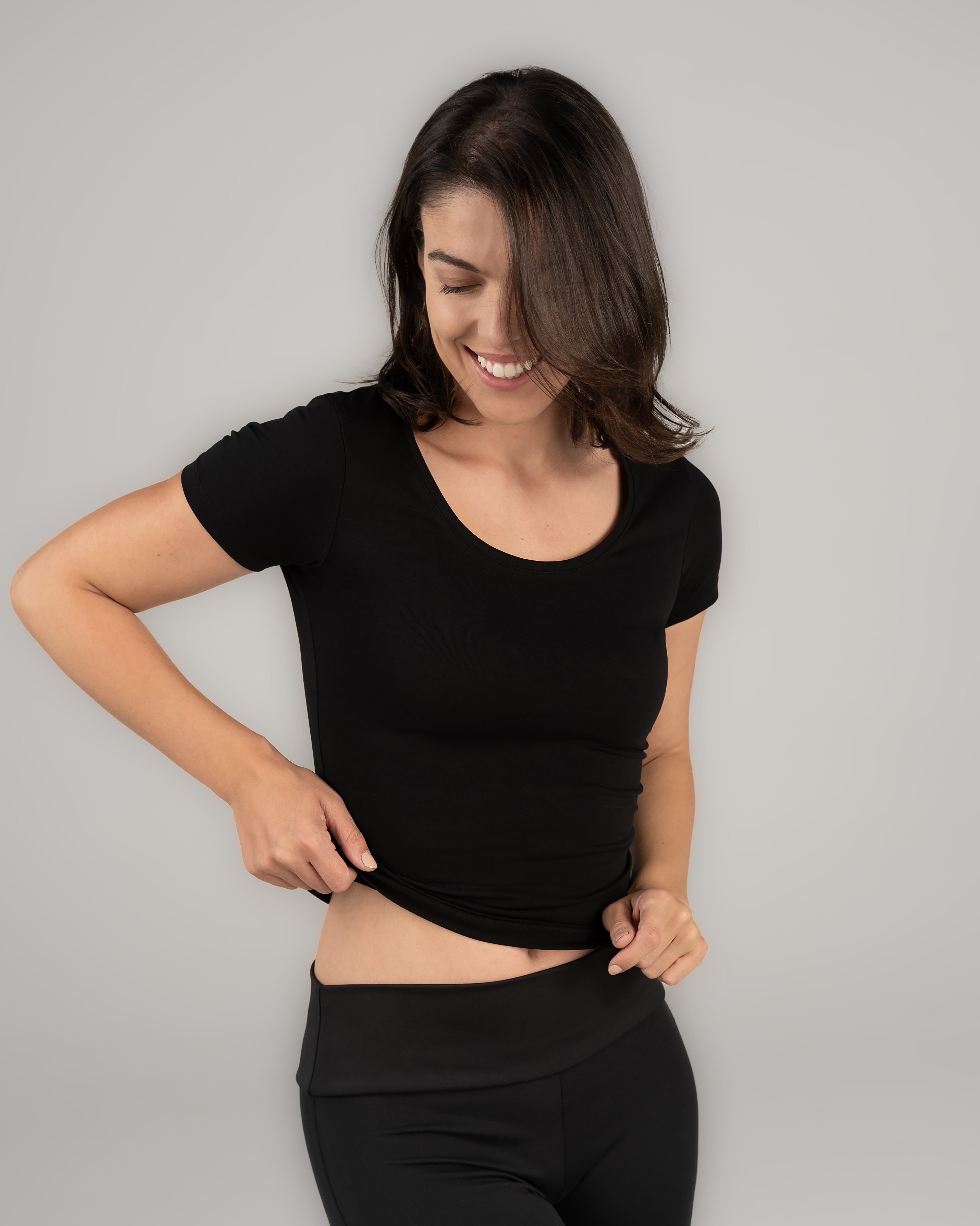 U-Shaped Short Sleeve Top