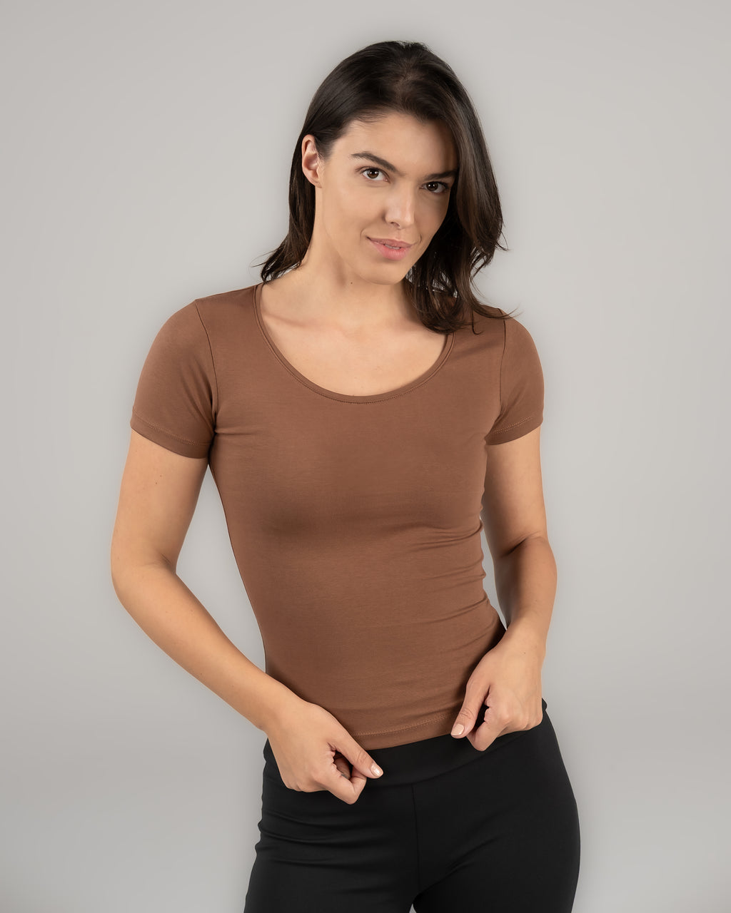 U-Shaped Short Sleeve Top