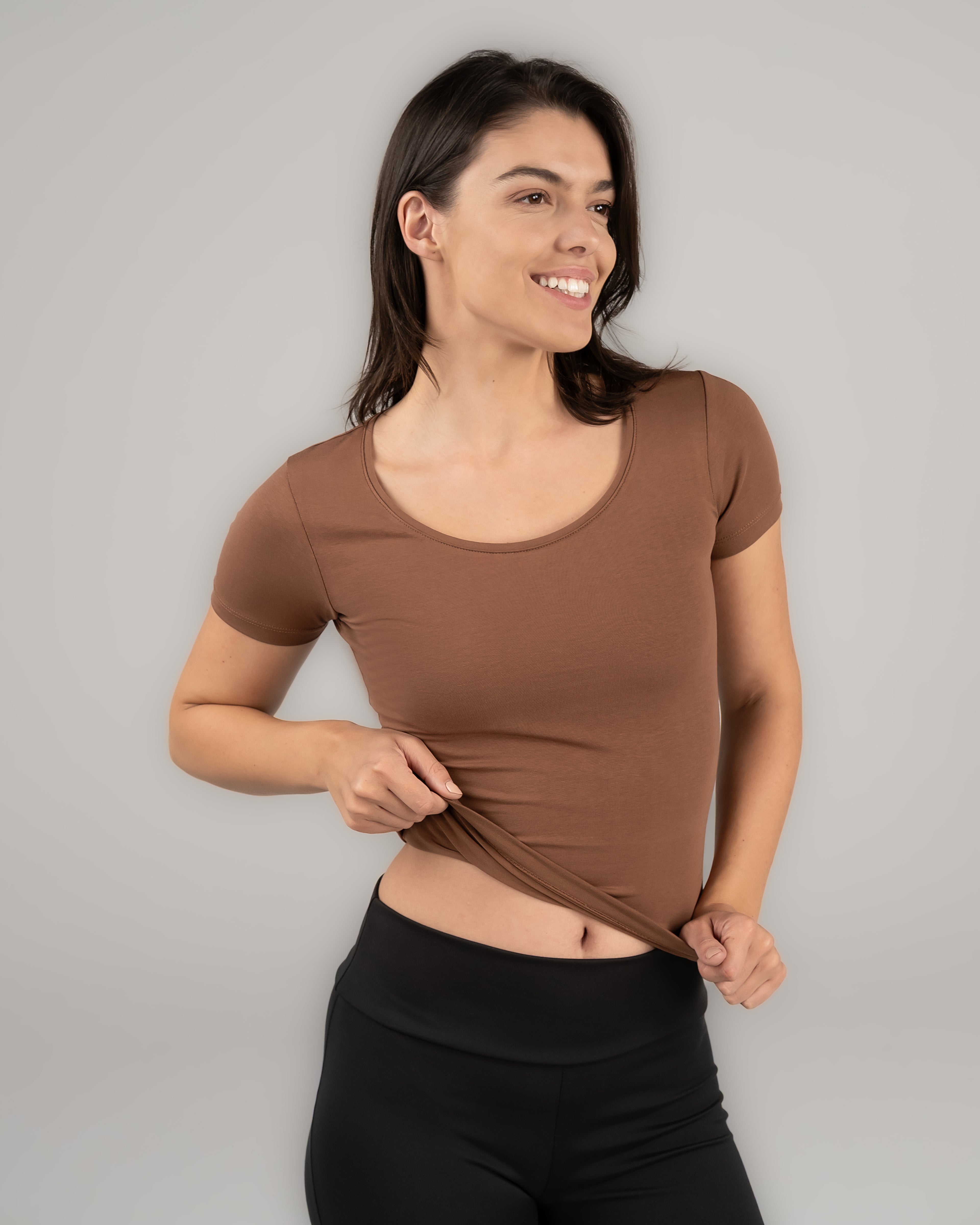 U-Shaped Short Sleeve Top