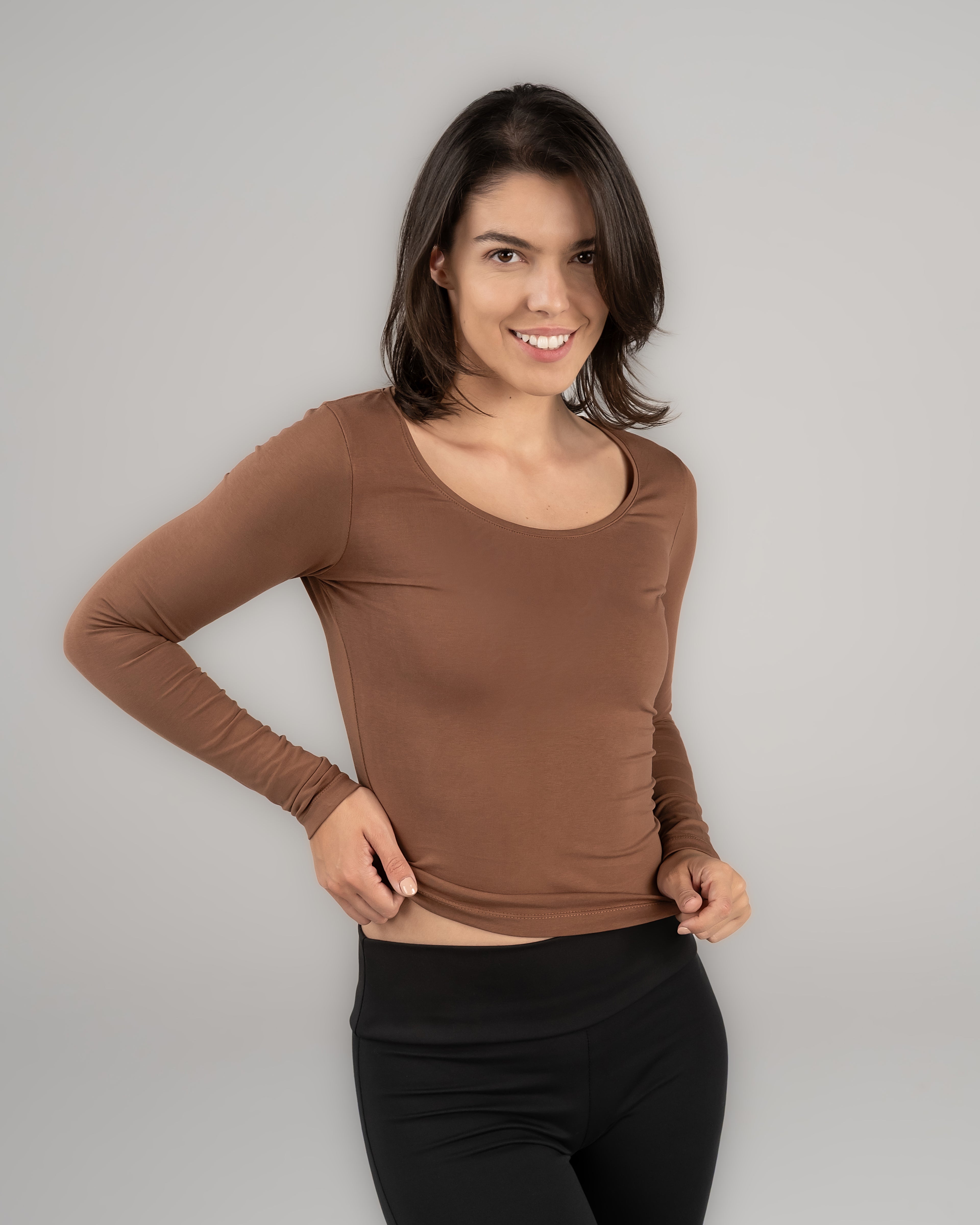 U-Shaped Long Sleeve  Top