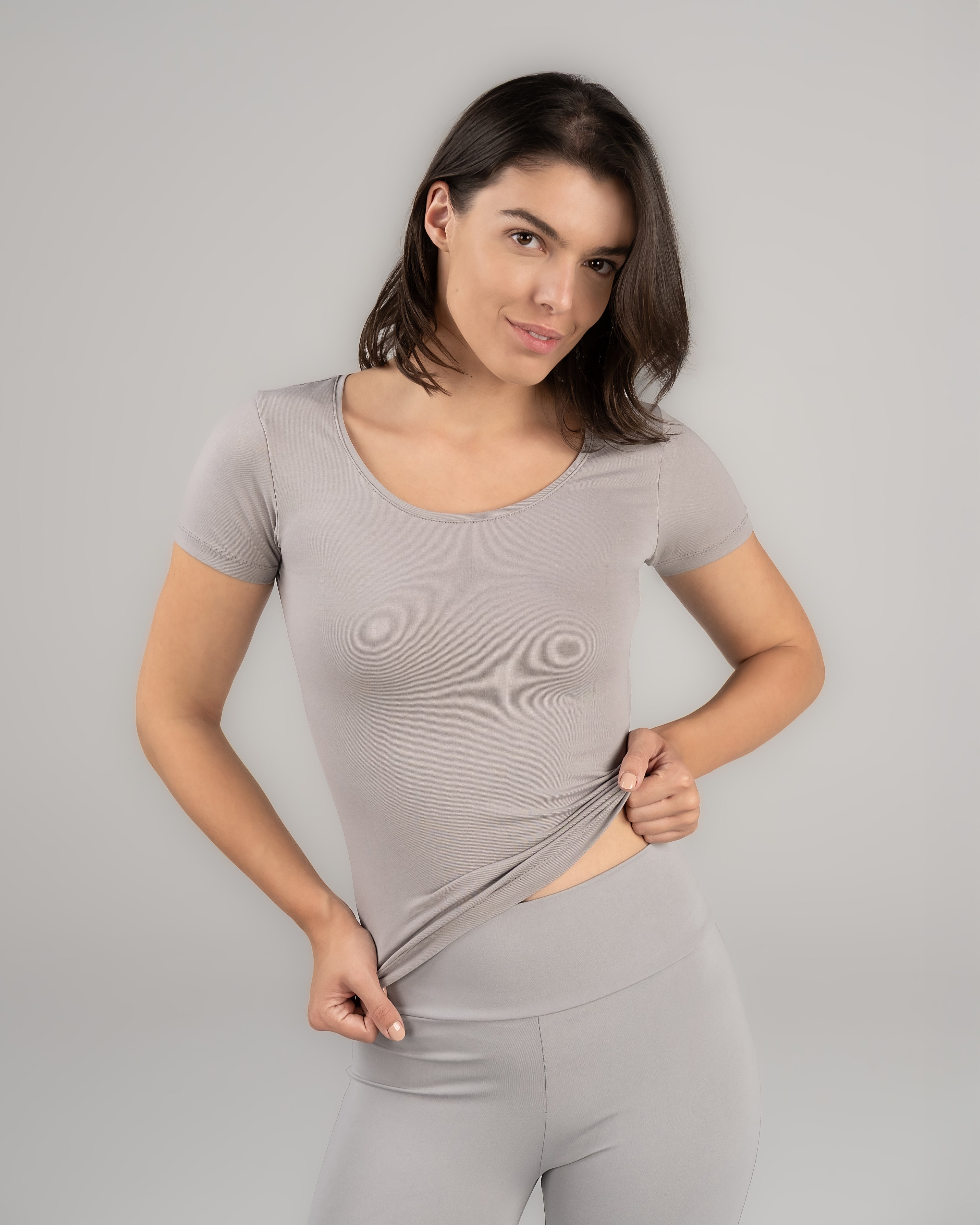 U-Shaped Short Sleeve Top