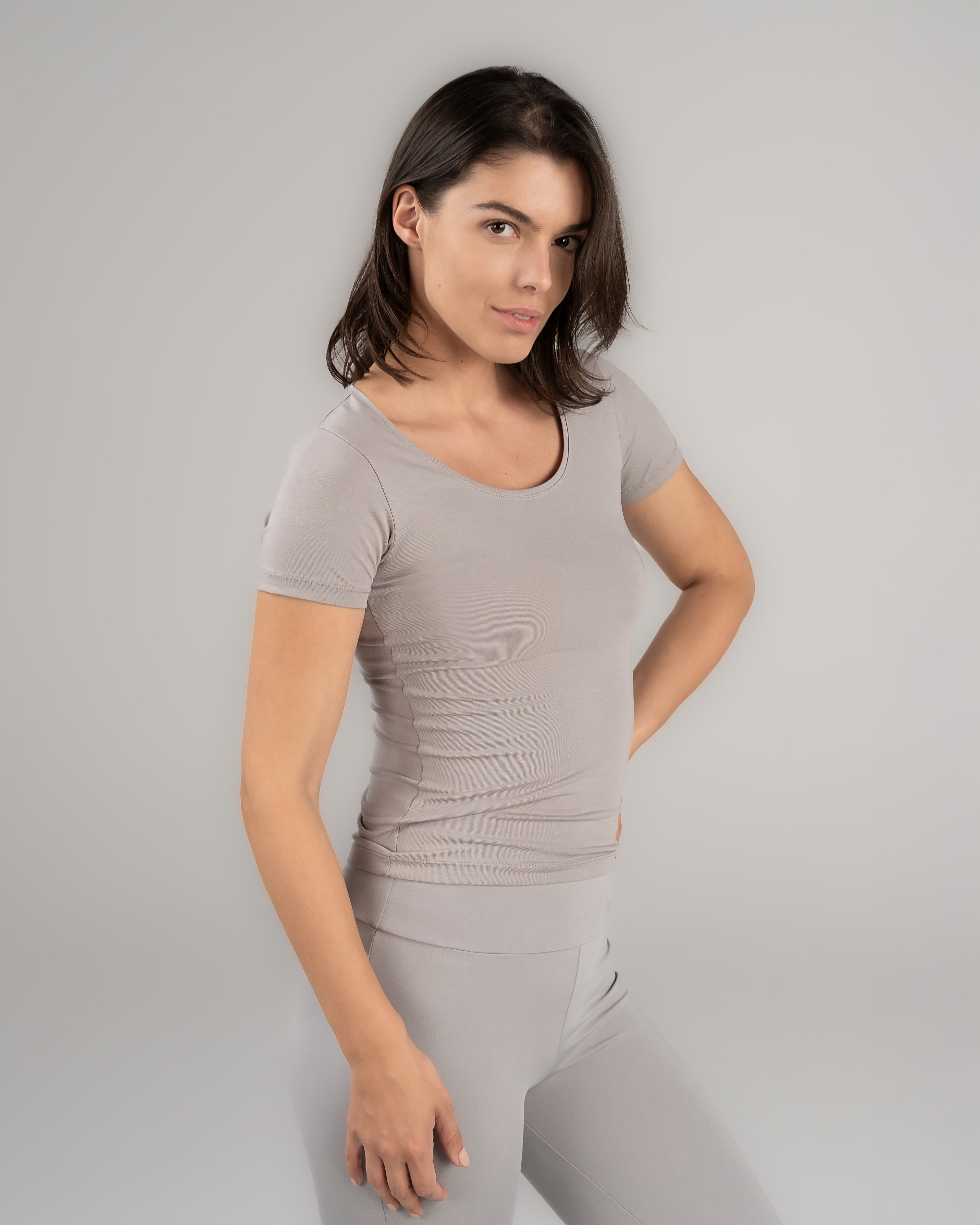 U-Shaped Short Sleeve Top