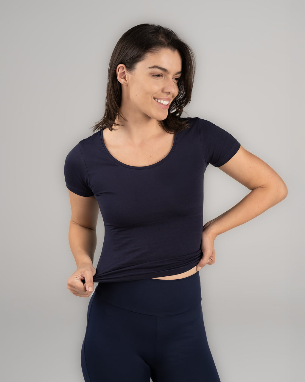 U-Shaped Short Sleeve Top