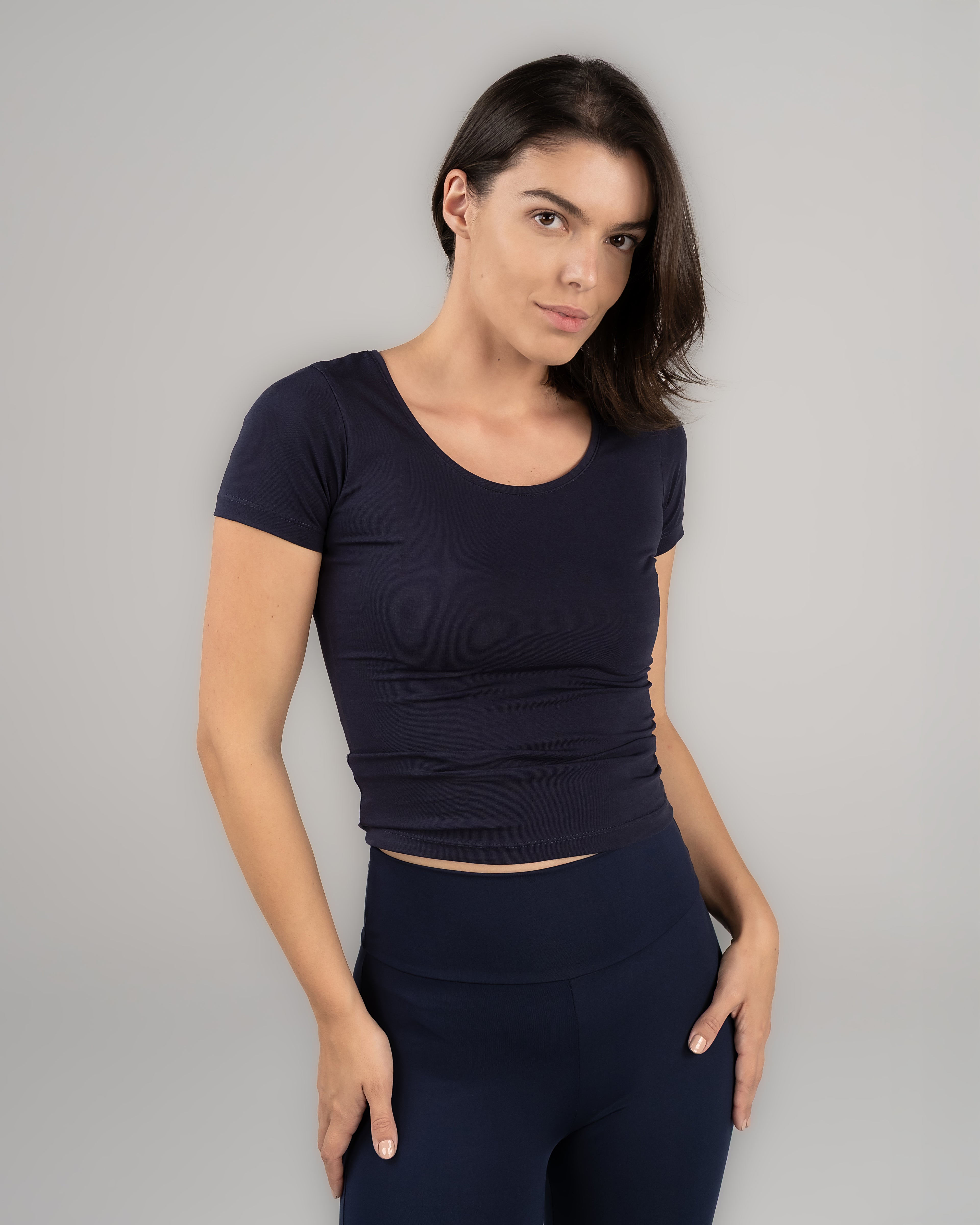 U-Shaped Short Sleeve Top