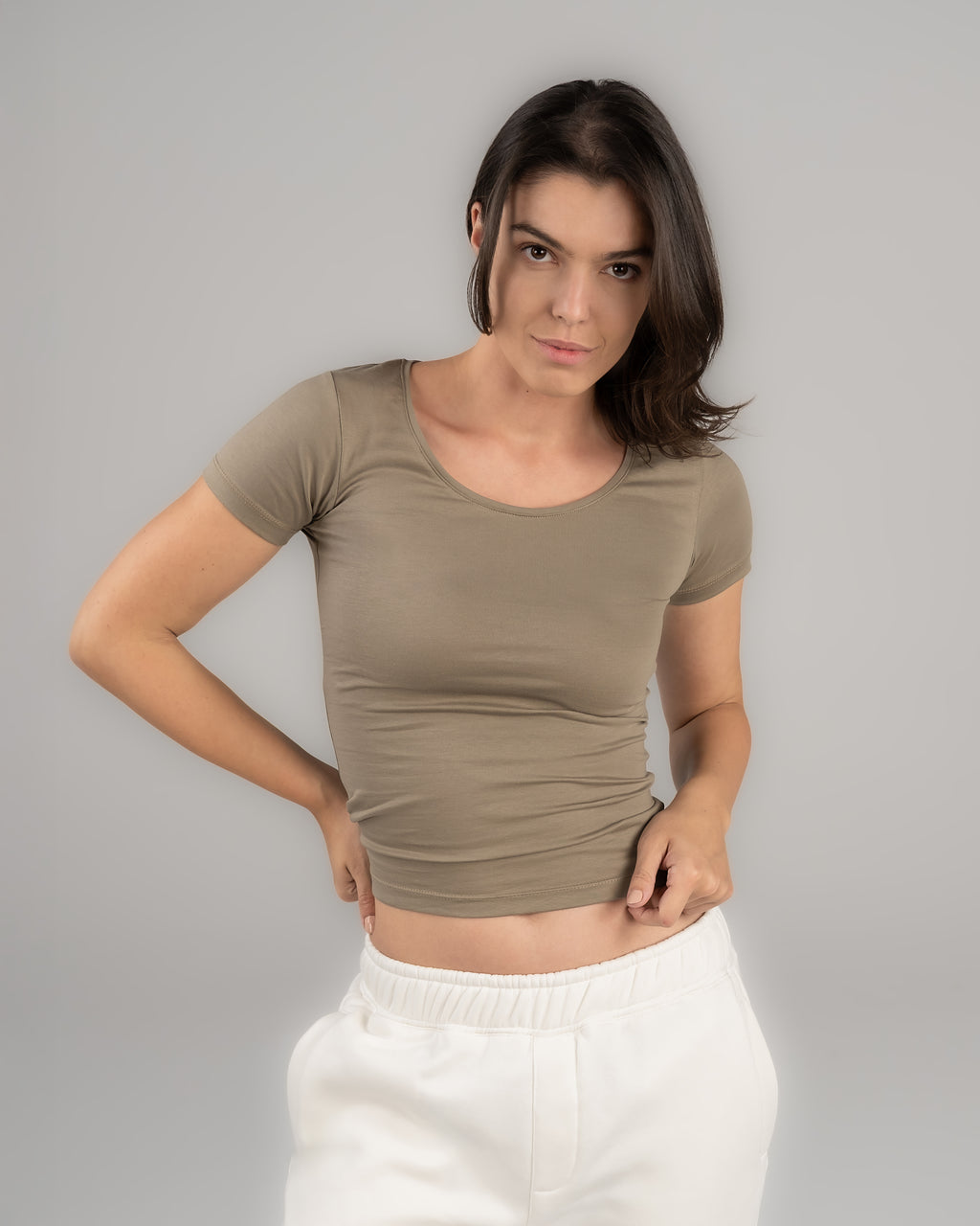 U-Shaped Short Sleeve Top