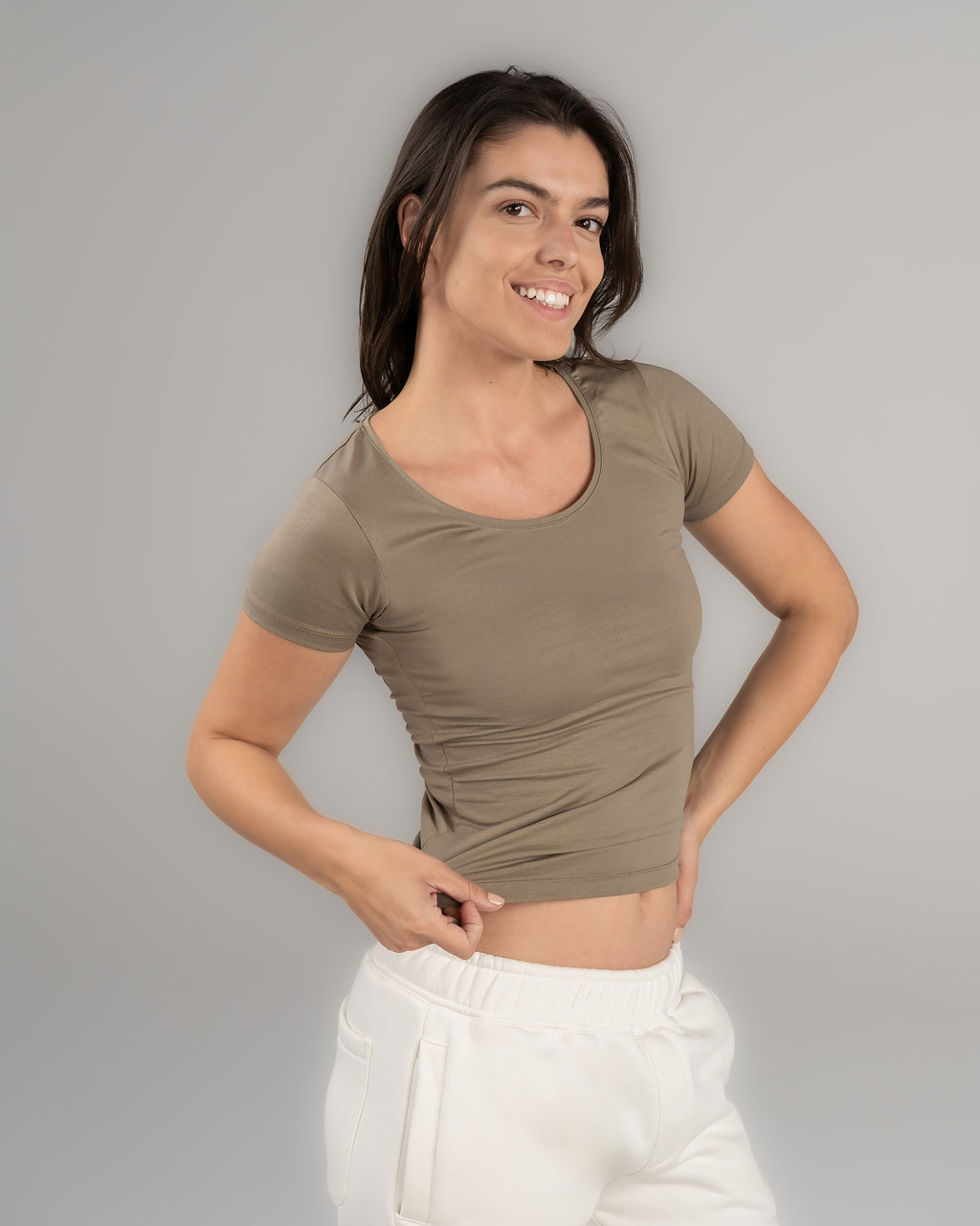 U-Shaped Short Sleeve Top