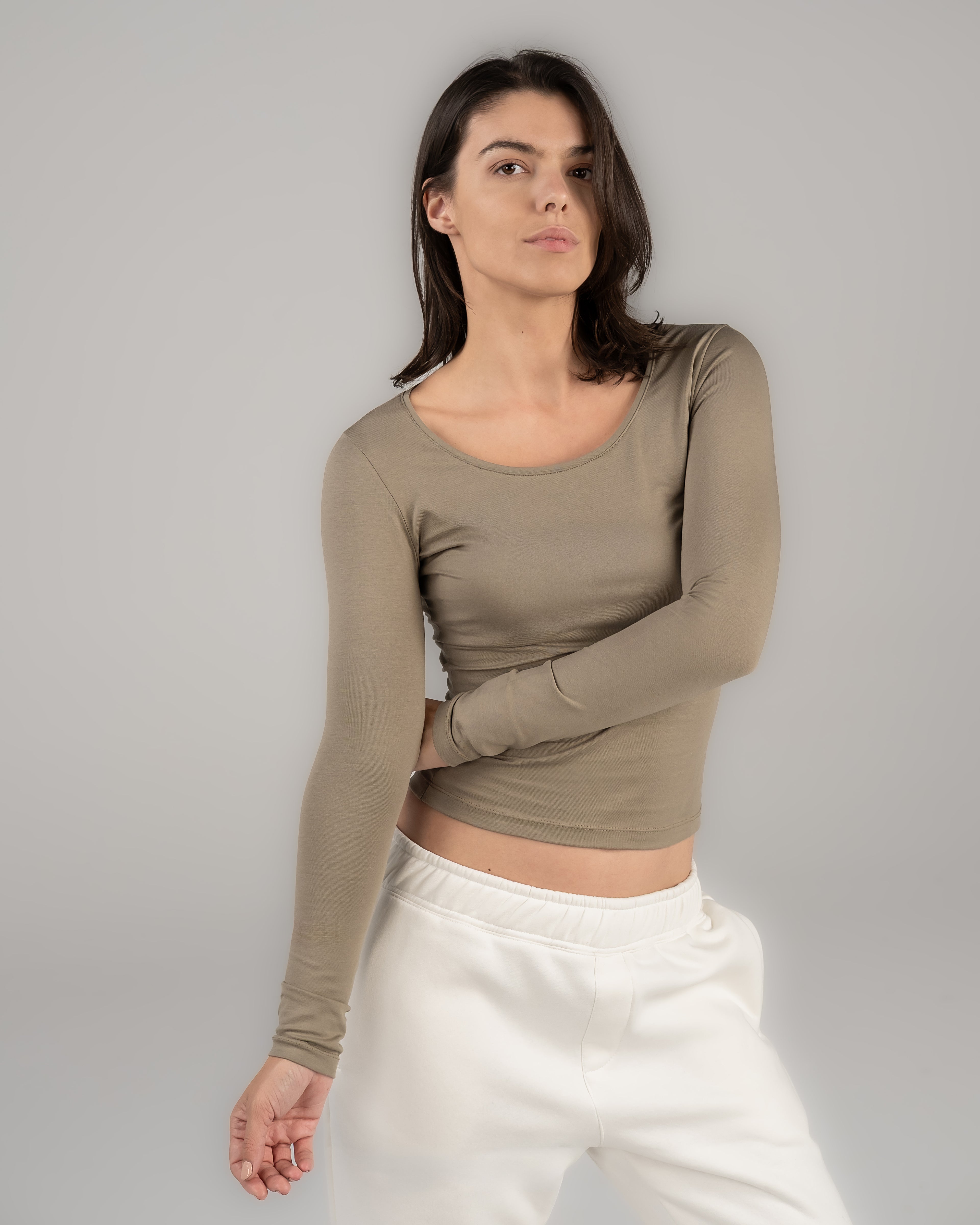 U-Shaped Long Sleeve  Top
