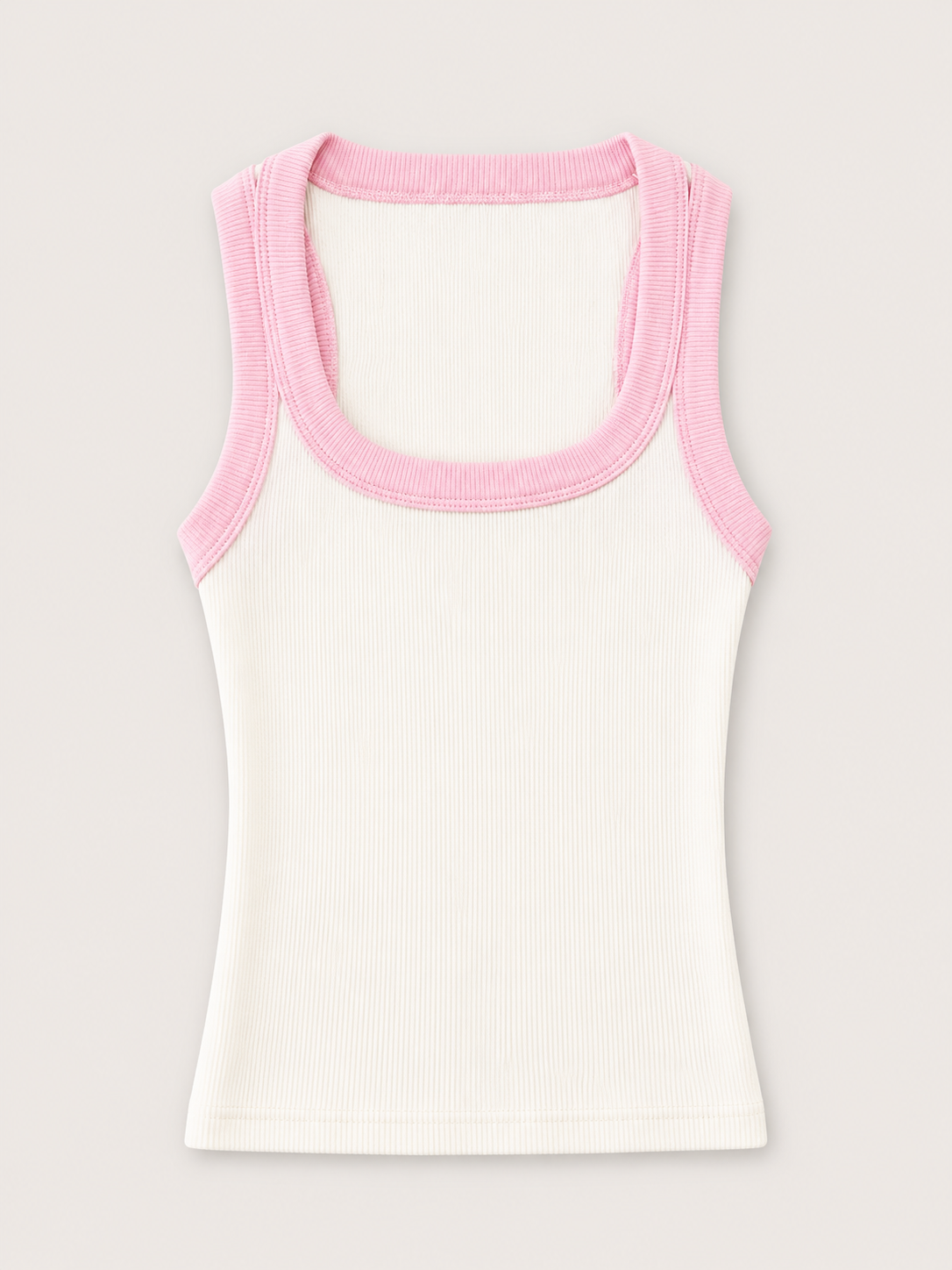 Contrast Ribbed Tank