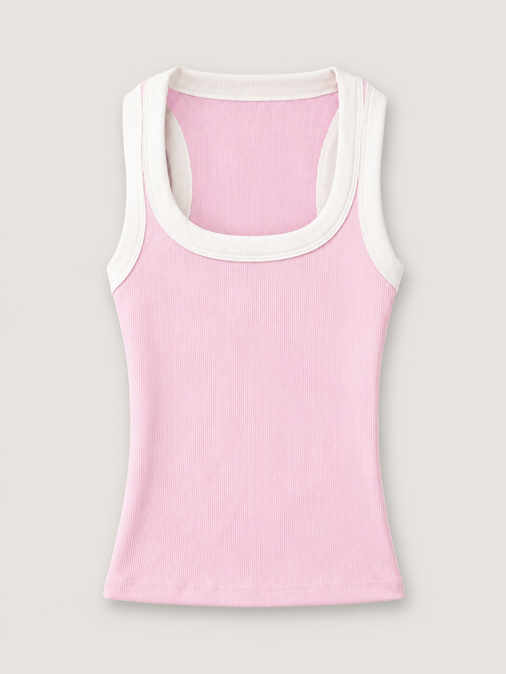 Contrast Ribbed Tank